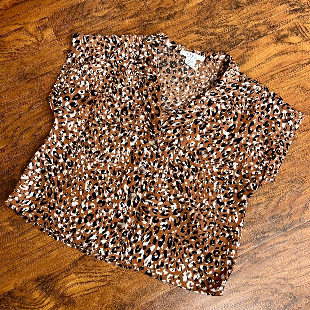 Cheetah Print Button Up Shirt L.I.F.E.